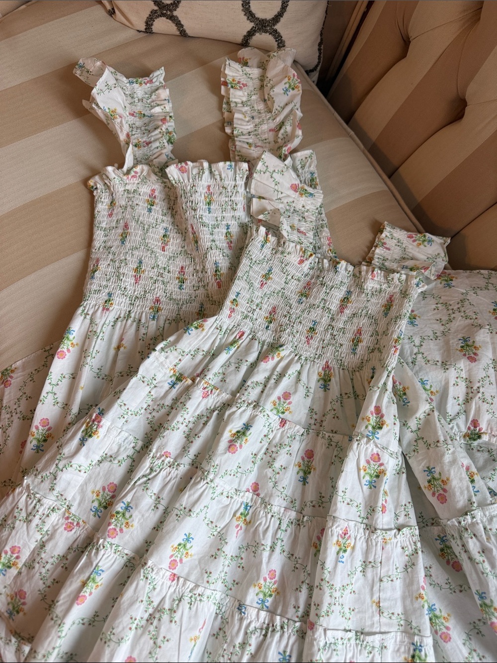 Mommy & Me Hill House Cream Floral Maxi Dress with Pink & Green Bouquet Print - Picture 9 of 9